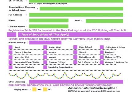 Mardi Gras Parade Form