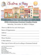 Christmas Festival Vendor Form 2025