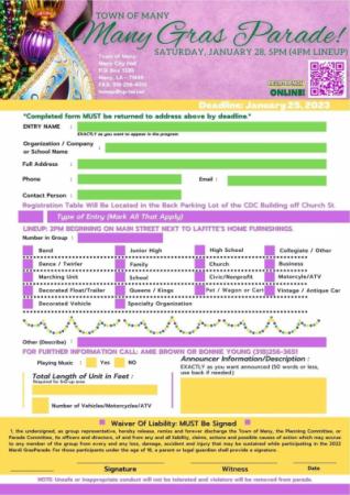 Mardi Gras Parade Form